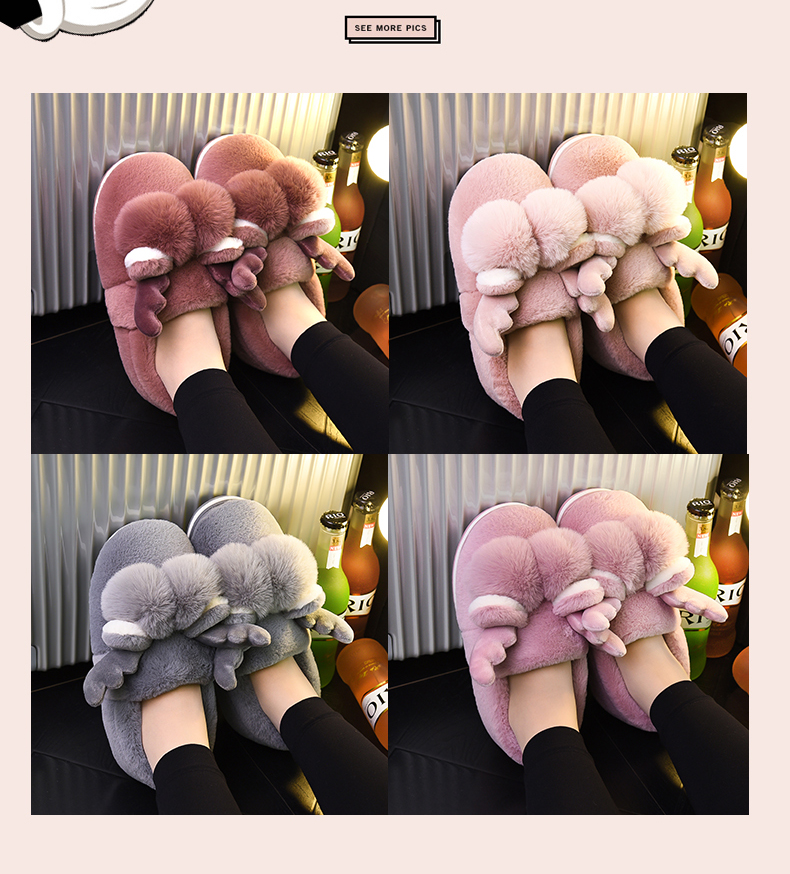 Dép cotton nữ hộ gia đình với ký túc xá sinh viên phiên bản Hàn Quốc dễ thương của cặp vợ chồng trong nhà ấm áp dày lên phía dưới kéo bông nam - Trang chủ dép đi nhà tắm
