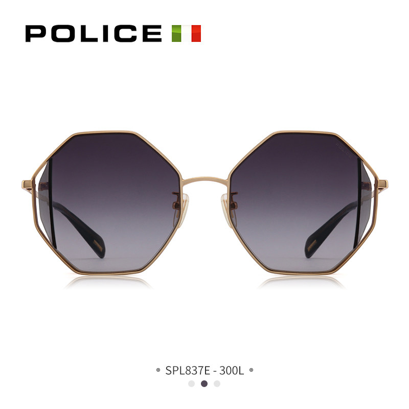 Italian POLICE sunglasses women's tide fashion sunglasses hexagonal metal full-frame sun glasses SPL837