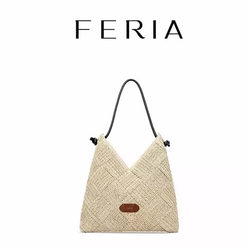 Feria Women's Bag 2025 New Style Handmade Straw Woven Underarm Bag Versatile Beach Seaside Underarm Tote Bag Trendy