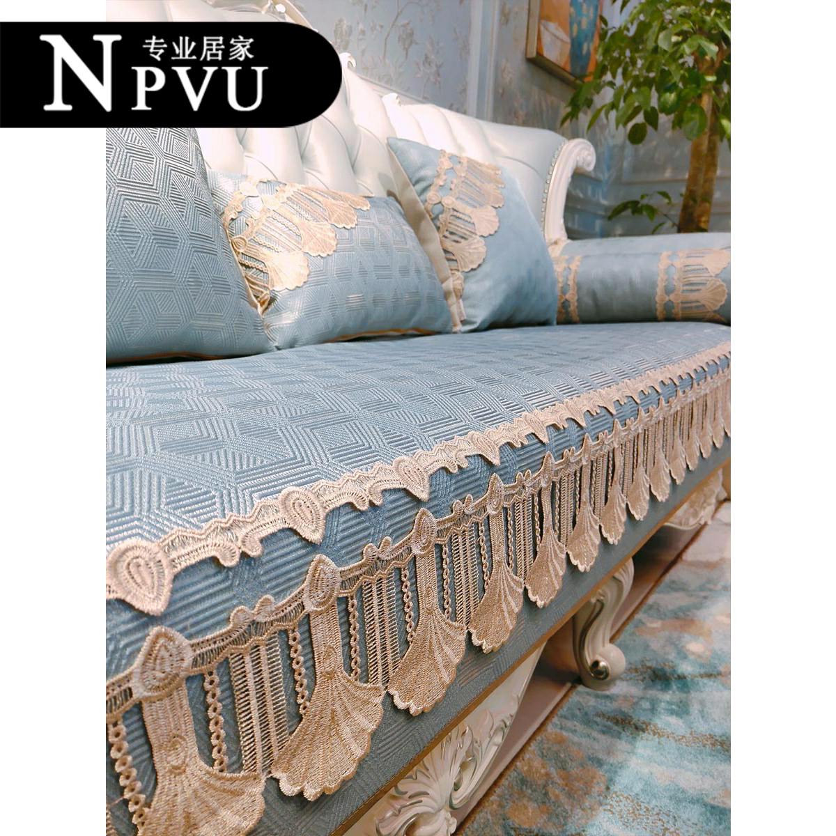 NPVU Style Sofa Mat All Season Universal Non-slip Cloth Art Upscale Luxury American Living-room Leather Cushion Cover Scarves