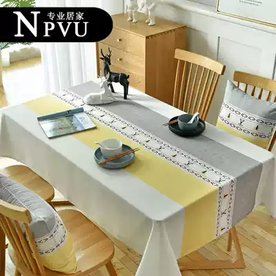 NPVU Nordic fabric tablecloth cotton linen waterproof anti-iron disposable net red rectangular fawn tea table tablecloth tablecloth