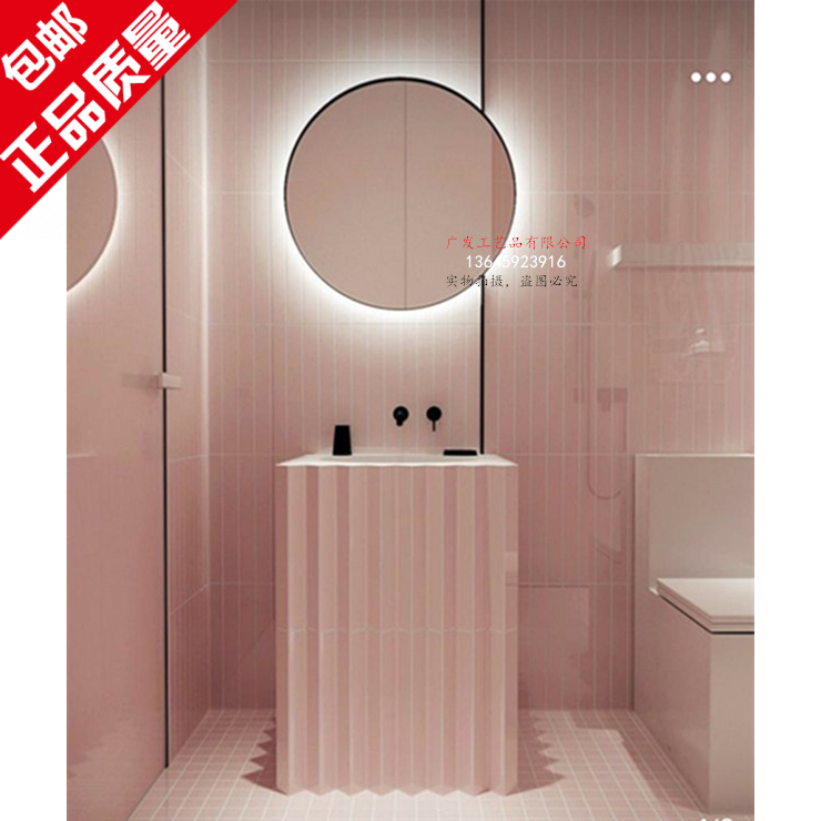 New belt lamp Nordic wall-mounted round mirror Bathroom Mirror Makeup Mirror Wall-mounted Mirror Iron Art Round Mirror Decoration Hanging Mirror