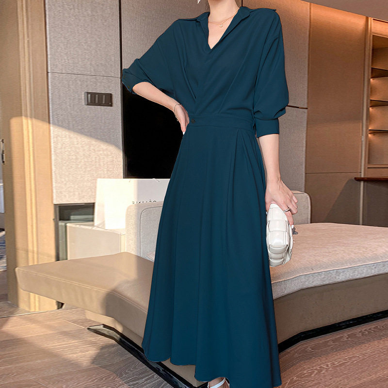 Large size women's clothing Fat mm Ocean dress 2022 Spring autumn new Korean version Fashion Less-age Long sleeves shirt 200 catty