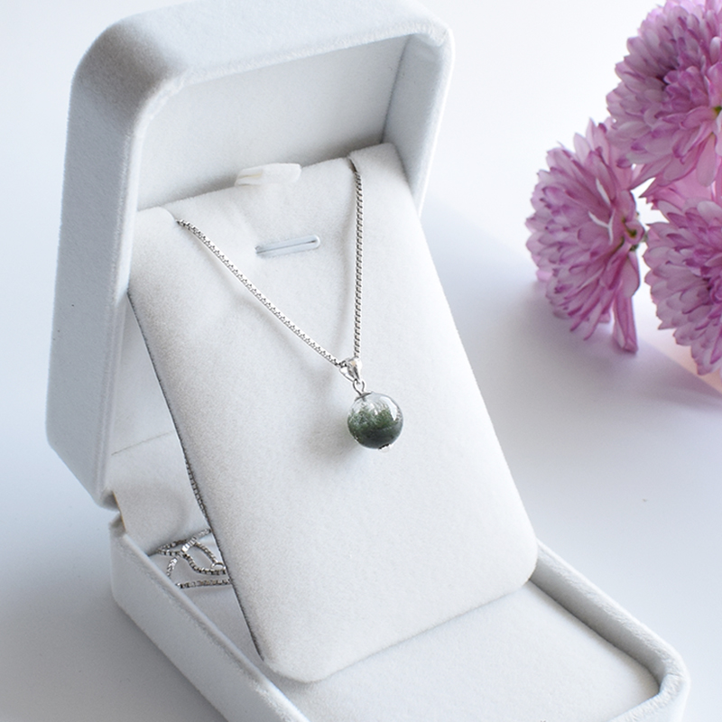 Natural green ghost crystal s925 pure silver necklace female pendant beads to give gifts