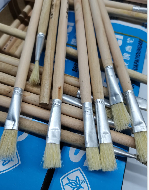 Shanghai oil brush (white rod) 1#--12# pig sideburn oil brush Raw flower brand row brush