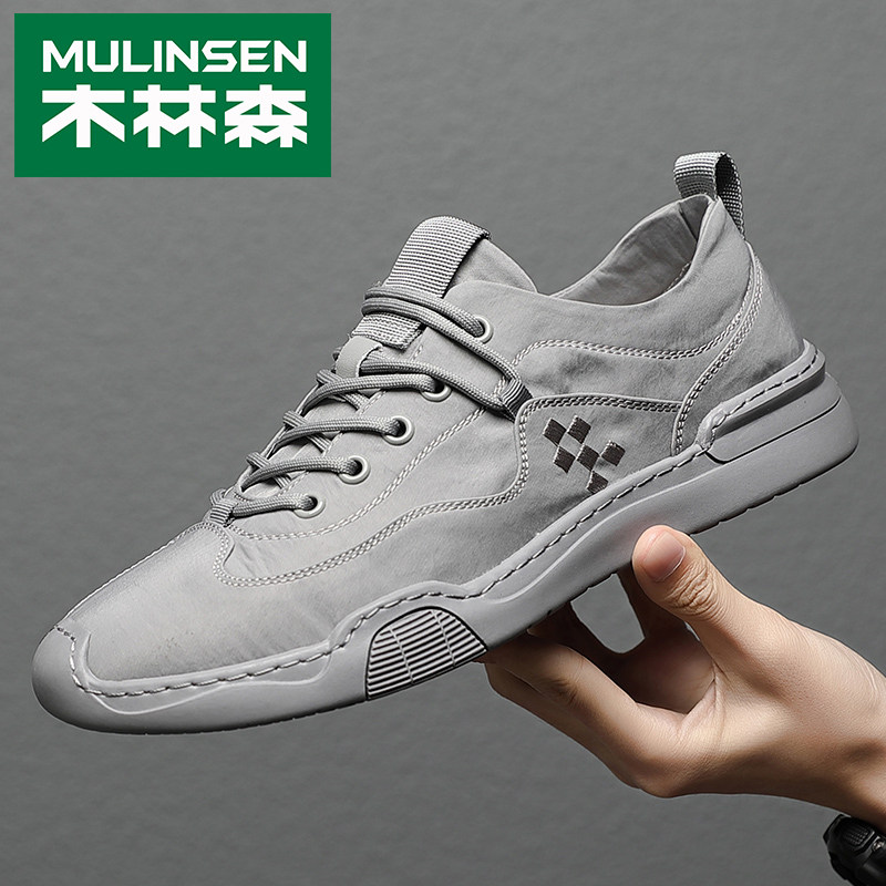 Wood Linson Summer Breathable Men's Shoes Ice Silk Fabric Red Pops Fabric Shoes Interior Heightening Men's Trend Casual Board Shoes