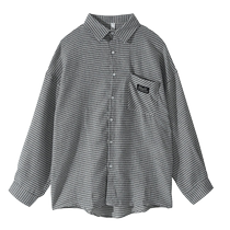 xhhx houndstooth shirt mens spring and autumn Hong Kong style loose casual long-sleeved top design trendy handsome jacket