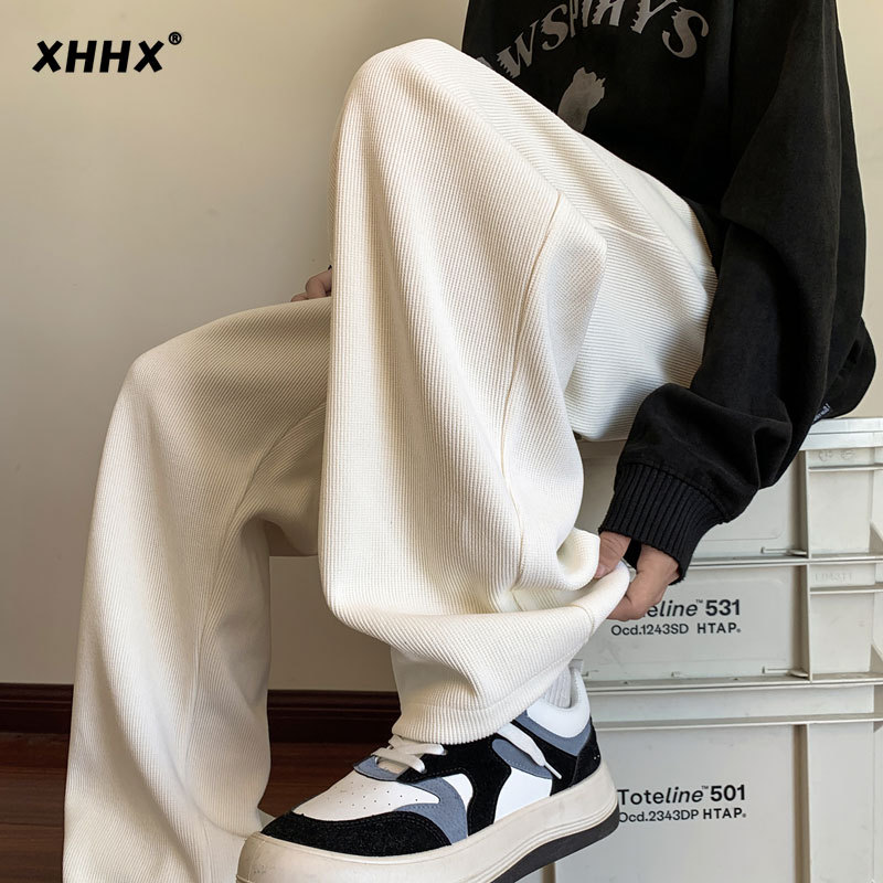 White Corduroy Pants for Men, Spring and Autumn Style, Trendy Brand, Loose Fit, Long Pants, 2026 New Autumn and Winter Drapey Straight-Leg Casual Pants