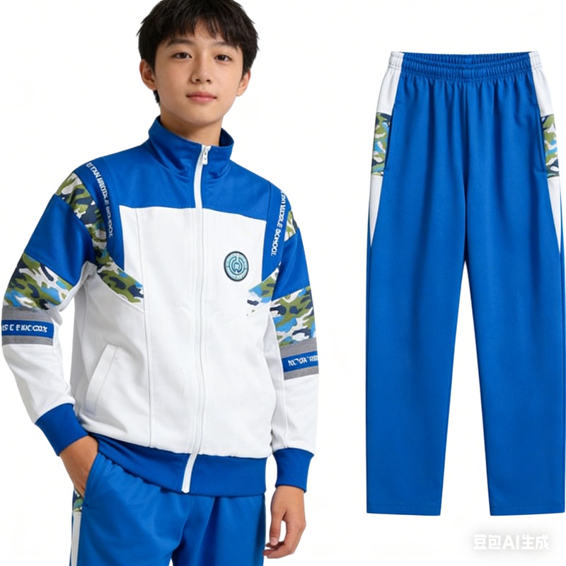 Beijing Ritan Middle School Uniform Set in Royal Blue with White School Uniform Pants and Middle School Student Sports Jacket Beijing Ritan Middle School Uniform Set in Royal Blue with White School Uniform Pants and Middle School Student Sports Jacket