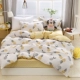 bông giá rẻ denim giường bông vải quilt 1.5m1.8 mét ins mạng đơn giản đỏ giường ba mảnh - Bộ đồ giường bốn mảnh