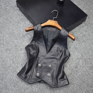 Haining Leather Vest for Women, New Autumn Fashion, Versatile, Slim-Fit Sheepskin Vest, Genuine Leather Small Vest