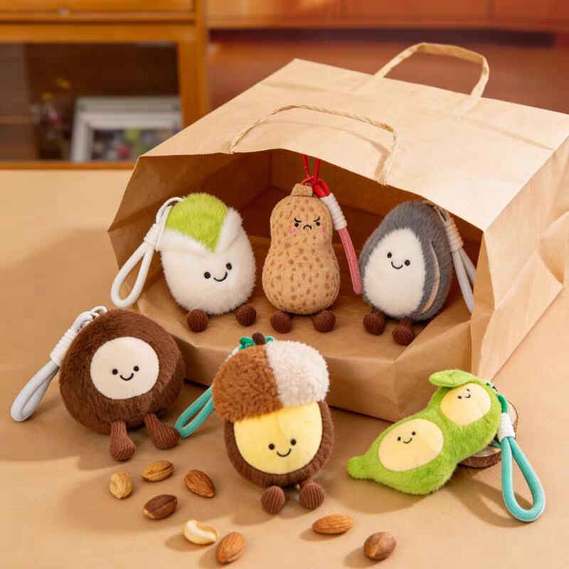 Cross-Border Realistic Nut Toys: Peanut Plushies, Chestnut, Pistachio, Pea Pod Plushies, Small Hanging Ornaments, Sunflower Seed Plush Toys