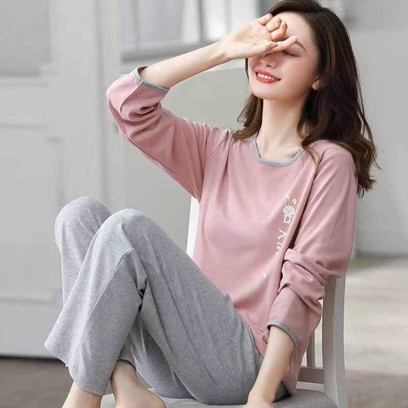 Woodpecker Pure Cotton Pajamas for Women, Spring and Autumn 2025 New Style, Long-Sleeved, Loose, Can Be Worn Outside, All-Cotton Loungewear Set