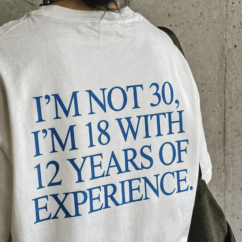 I'M Not 30 Years Old Printed Short-Sleeved American Retro English Slogan Oversized Heavyweight T-Shirt for Men and Women I'M Not 30 Years Old Printed Short-Sleeved American Retro English Slogan Oversized Heavyweight T-Shirt for Men and Women