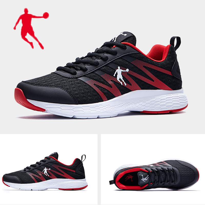 Jordan Sneakers Men's Shoes Summer Net Face Breathable Casual Shoes Super Light Soft Bottom Shock Absorbing Running Shoes Black Red