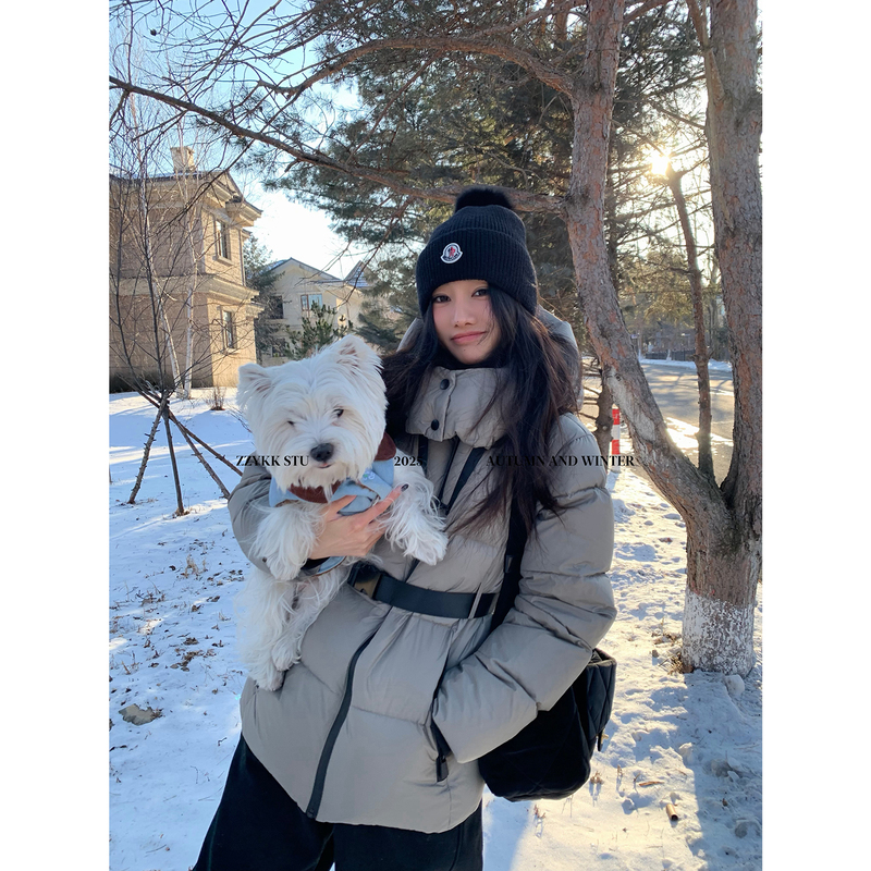 Zzykk Dublin Winter 90 White Duck down Waist-Tightening down Jacket Winter Short Slim-Fit Thickened Snow Jacket Top for Women