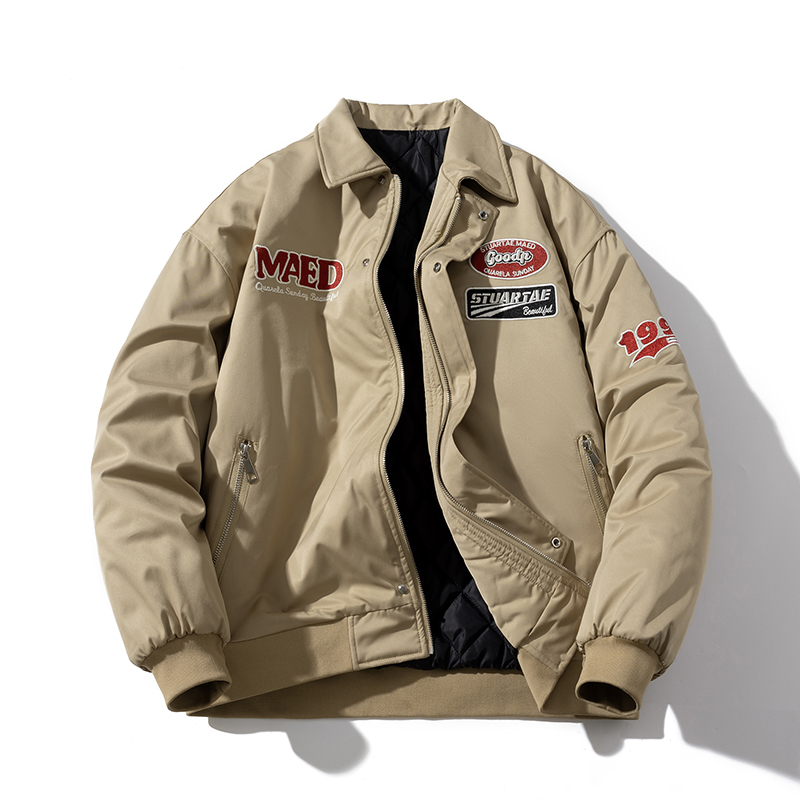 Autumn and Winter American Retro High Street Bomber Jacket Trendy Thickened Baseball Cotton Jacket Unisex Lapel Workwear Jacket Autumn and Winter American Retro High Street Bomber Jacket Trendy Thickened Baseball Cotton Jacket Unisex Lapel Workwear Jacket