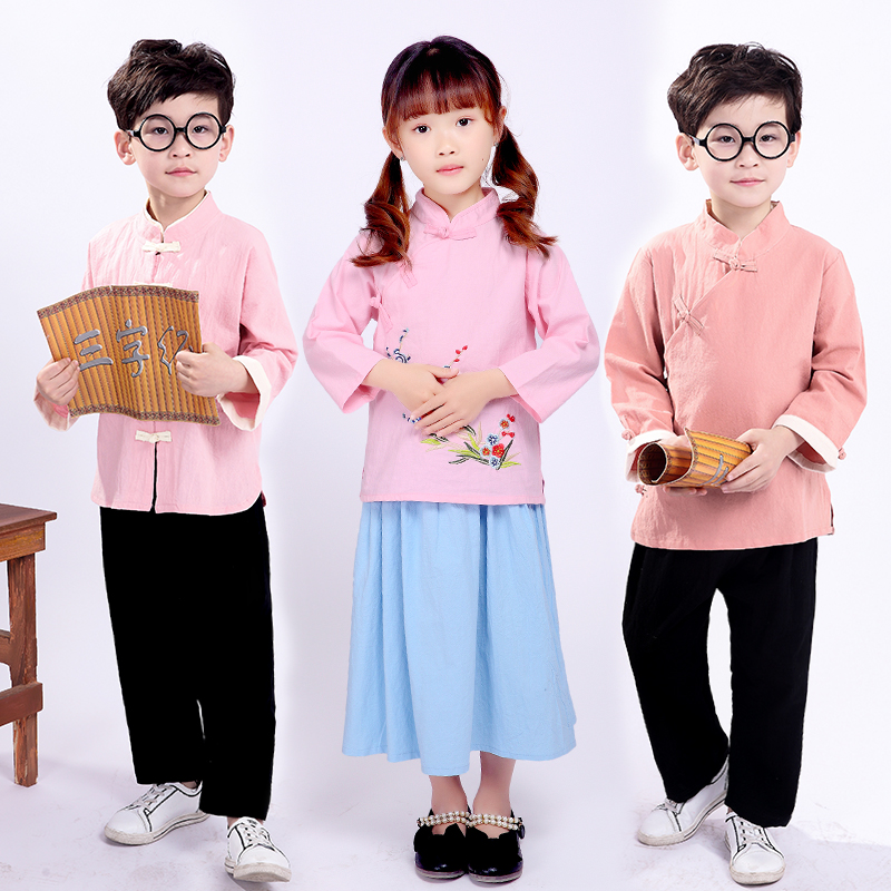 China Wind Scout Children's Tang Costume Suit Baby Gumpits cotton Asayhanfu Girl Spring Costume Boy Retro Clothes