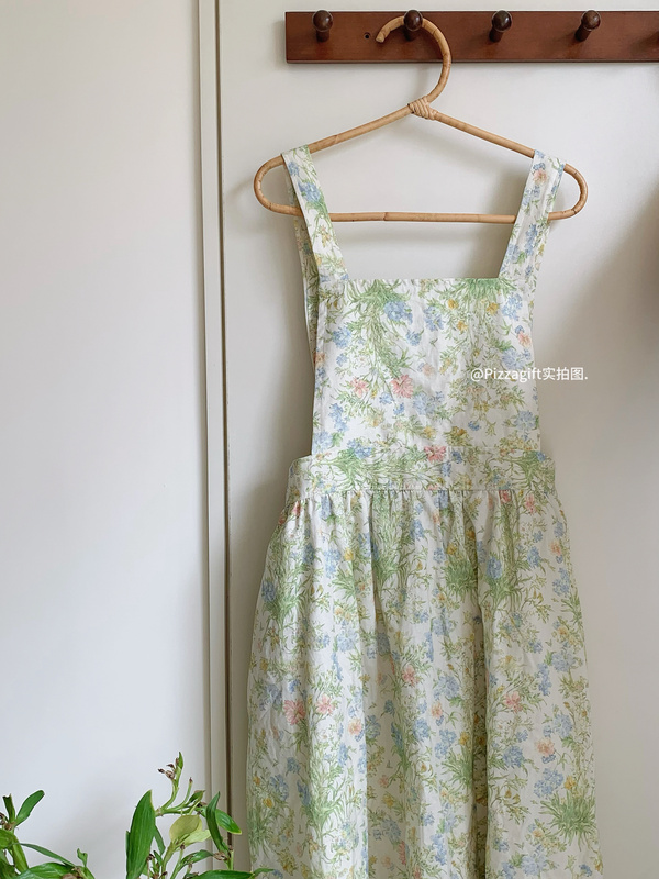 [Waiting for Restock Notification] Plant Series Korean Style ins Cotton and Linen Apron Layered with Floral Camisole Dress