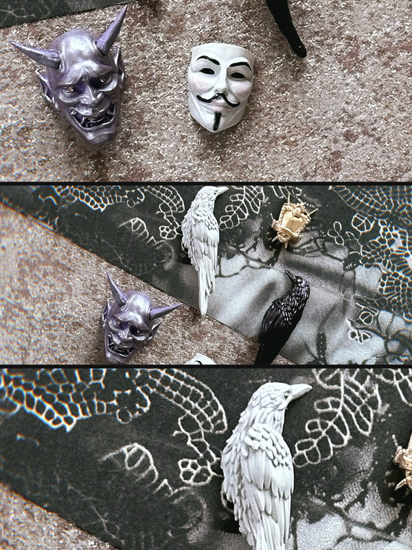 Wood Horse Aesthetics|Golden Crow (Large) Original Crow Nail Art Mold Hannya Mask V for Vendetta Mask Wood Horse Aesthetics|Golden Crow (Large) Original Crow Nail Art Mold Hannya Mask V for Vendetta Mask