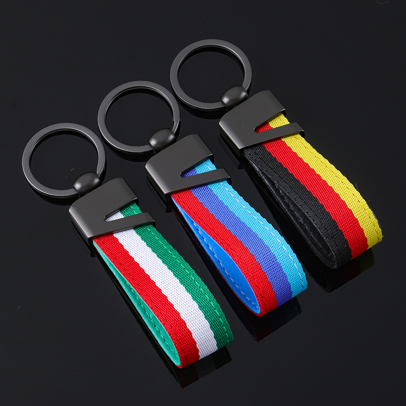 Nylon Three-Color Webbing Car Keychain Suitable for Bmw, Mercedes-Benz, Audi, Volkswagen, Porsche Key Ring Pendant