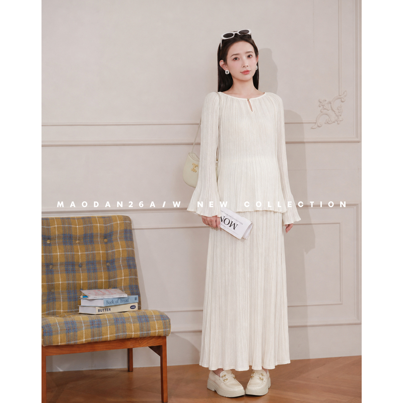 Cat Single [Paris Cedar] Maternity Set Autumn New Arrival Fashionable and Slimming Top and Skirt