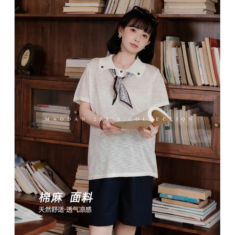 Cat Diary [Pais Diary] Nana's Maternity Outfit for Pregnancy, Summer Cotton and Linen Shorts, Artistic Retro Set