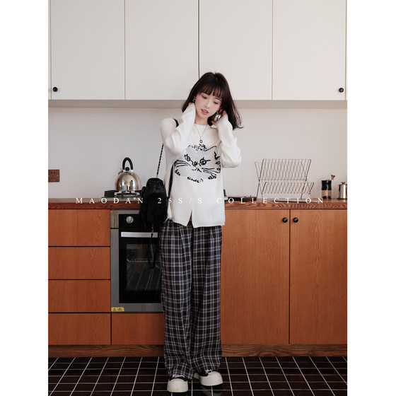 
[Black Meow Style] Nana's pregnancy outfit maternity wear 2025 new casual straight pants wide-leg loose pants