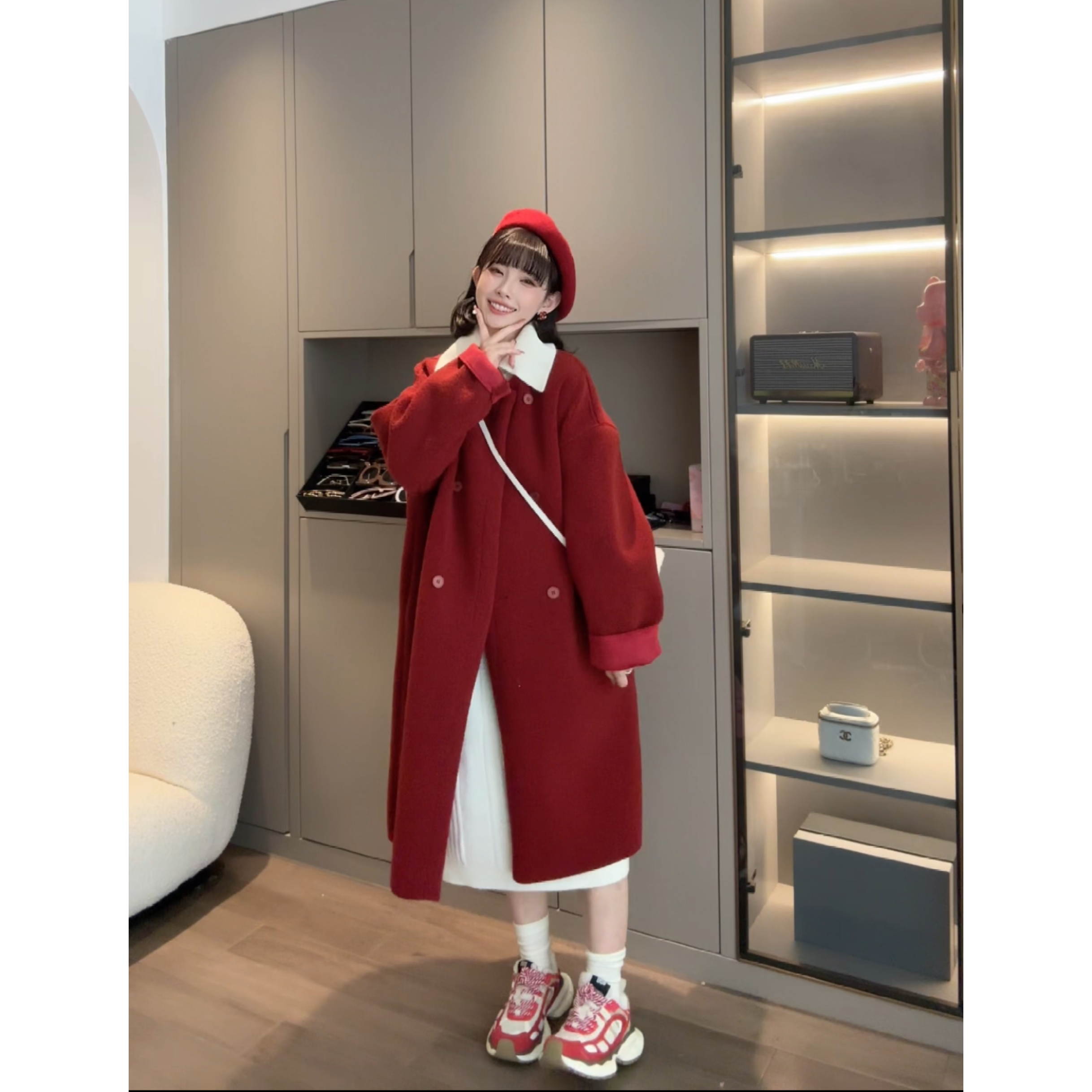 (cream Dellene) Nana's pregnancy wears a pregnant woman autumn and winter clothing 2023 new fashion thickened jacket coat-Taobao