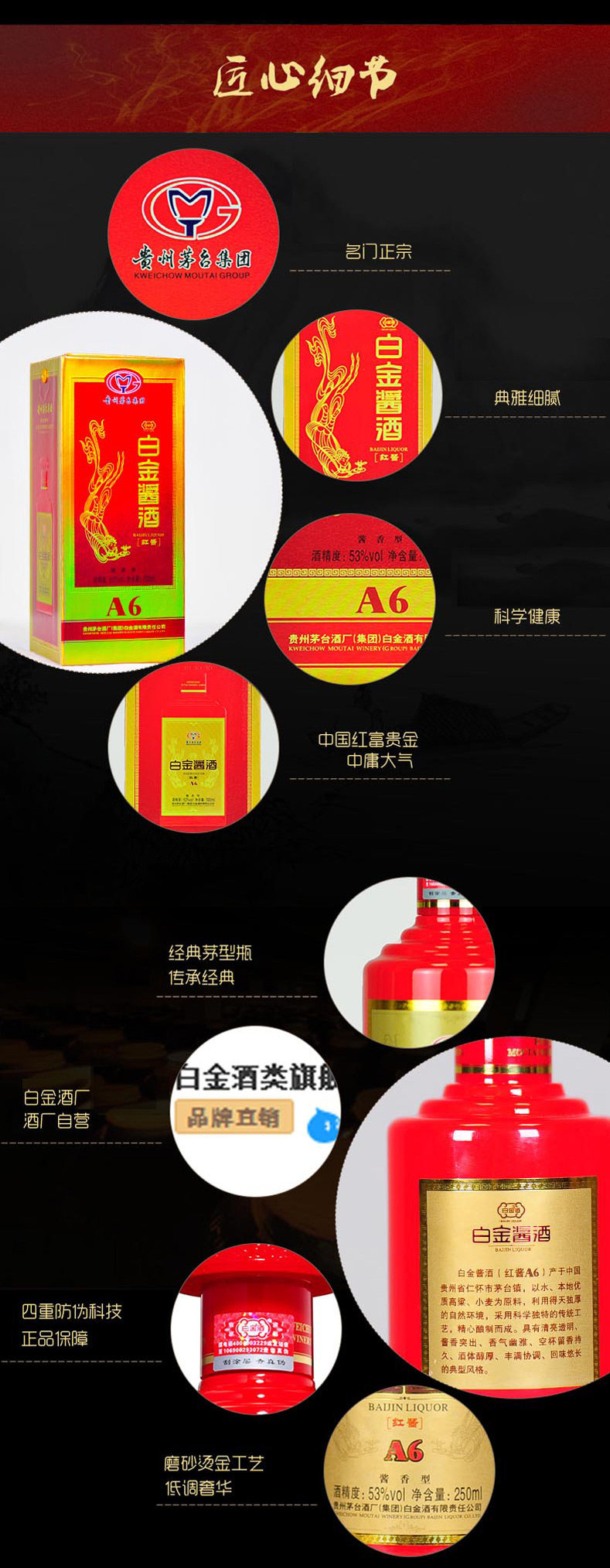 茅台 白金酱酒 红酱A6 53度250ml*12瓶装 图3