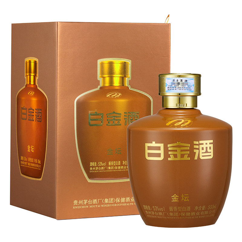 贵州茅台镇白金酒53度金坛纯粮食酒500ml单瓶酱香型白酒白金酱酒评价
