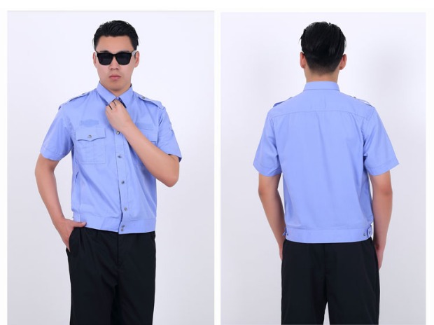 Dịch vụ bảo vệ áo sơ mi ngắn tay màu xanh nam dịch vụ bảo vệ mùa hè tài sản cộng đồng đào tạo an ninh quần áo làm việc đồ ngủ pijama