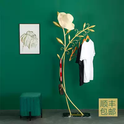 Light luxury porch entry marble wrought iron coat rack floor-standing living room bedroom household hanger Nordic creative