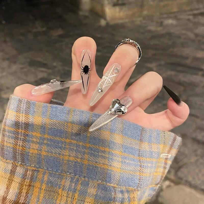 Dark Sweet Cool Girl Spider Web Nail Art High-End Gradient Smudged Whitening Detachable Nail Stickers Dark Sweet Cool Girl Spider Web Nail Art High-End Gradient Smudged Whitening Detachable Nail Stickers