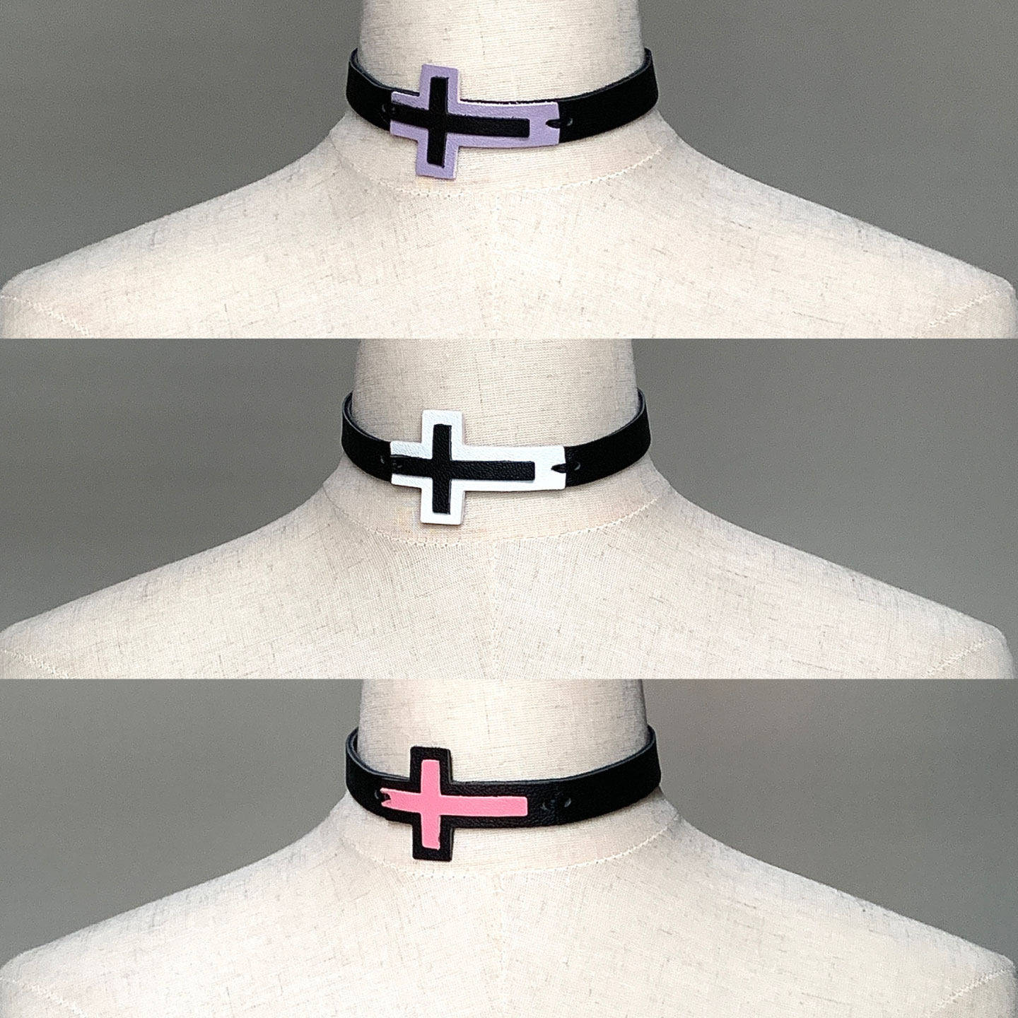 Land of Nothingness, sheepskin cross CHOKER