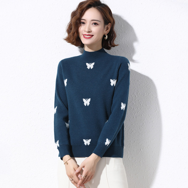 Large size women's clothing Fat mm winter clothing sweater 200 catty loose inner lap jacket thickened autumn and winter high collars undershirt