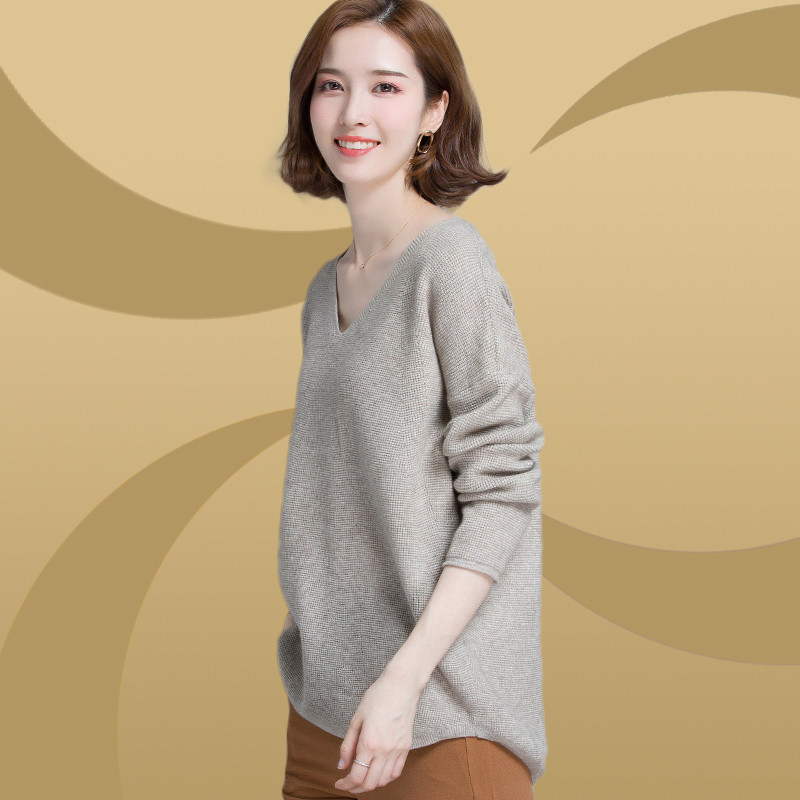 Fat Mm Autumn Dress Blouse V Collar Foreign Pie Sweater Lady Gats Up Extra Code 200 Catty Sister Spring Autumn Knit Undershirt