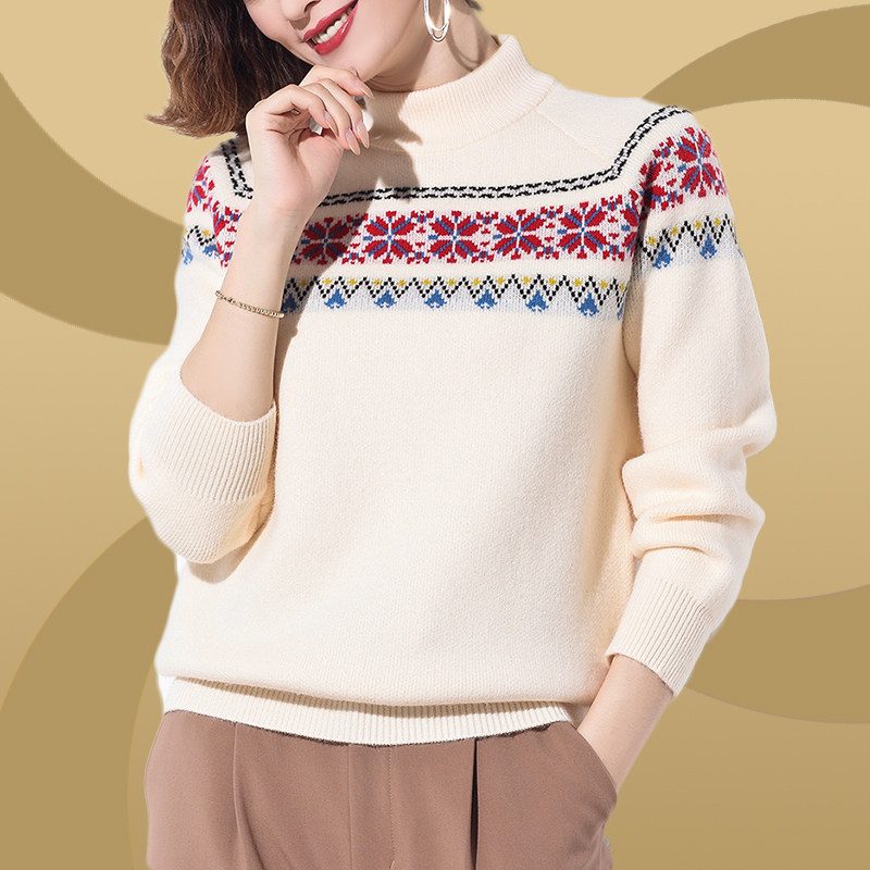 Large size women's fat mm winter half turtleneck sweater 200 catties autumn and winter with belly cover top wool bottoming shirt