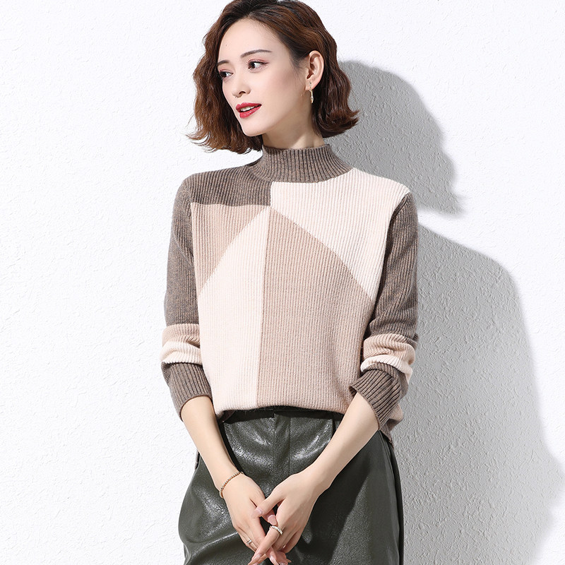 Fat Mm Winter Dress Big Size Sweater 200 Catty Easy To Cover Belly Blouse Plus Fat Increase Woman Autumn Winter Half High Collar Bottom Shirt