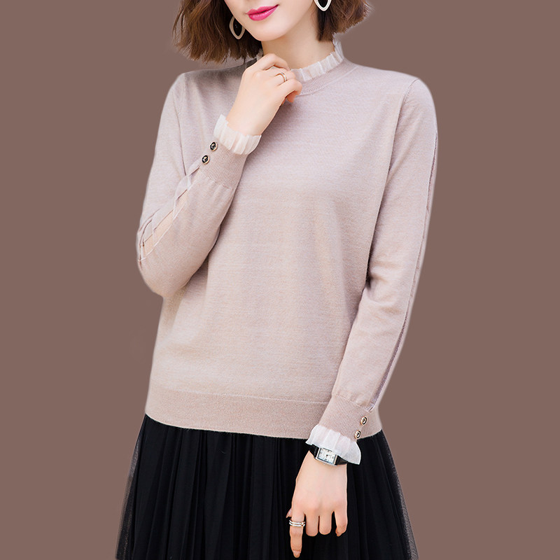Fat Mm Autumn Winter Sheep Sweatshirt Lady Sweatshirt With Spring Autumn Dress Big Ruler Code Lace Knit Undershirt Polo