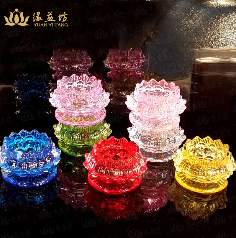 Factory price direct sale Seven color lotus lamp ghee lamp candle lamp holder imitation glazed lotus oil lamp for light-Taobao
