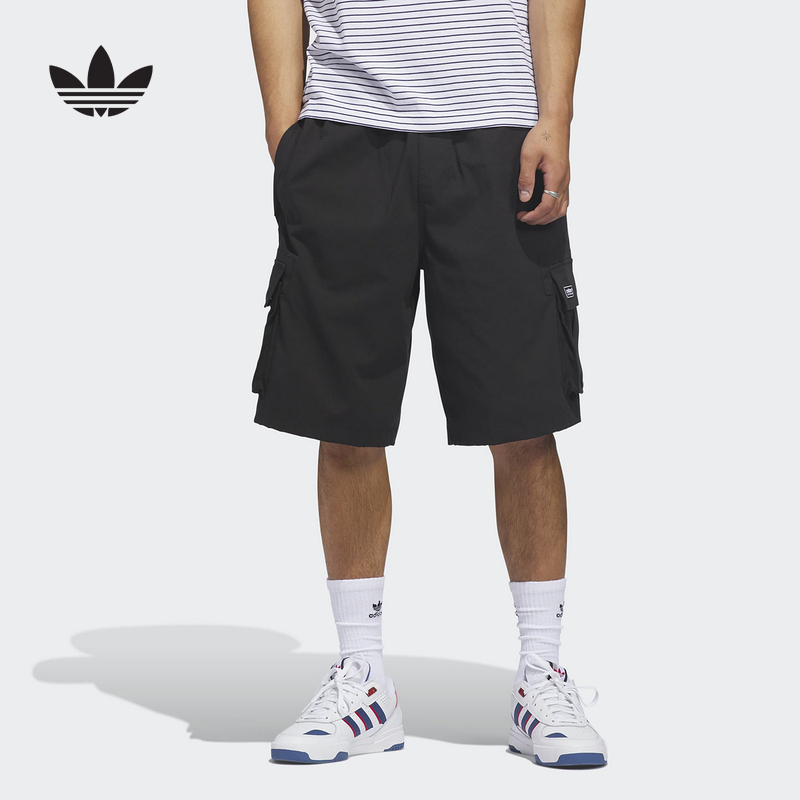 Adidas Adidas Trefoil Men's Skateboard Style Workwear Casual Sports Loose Woven Shorts Ke1027