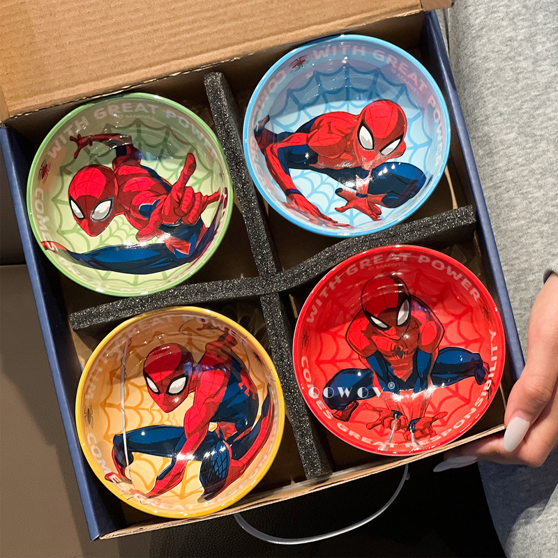 Spider-Man Underglaze Tableware Gift Box Children's Rice Bowl Household 2026 New Model Mid-Autumn Festival Birthday Gift Holiday Gift