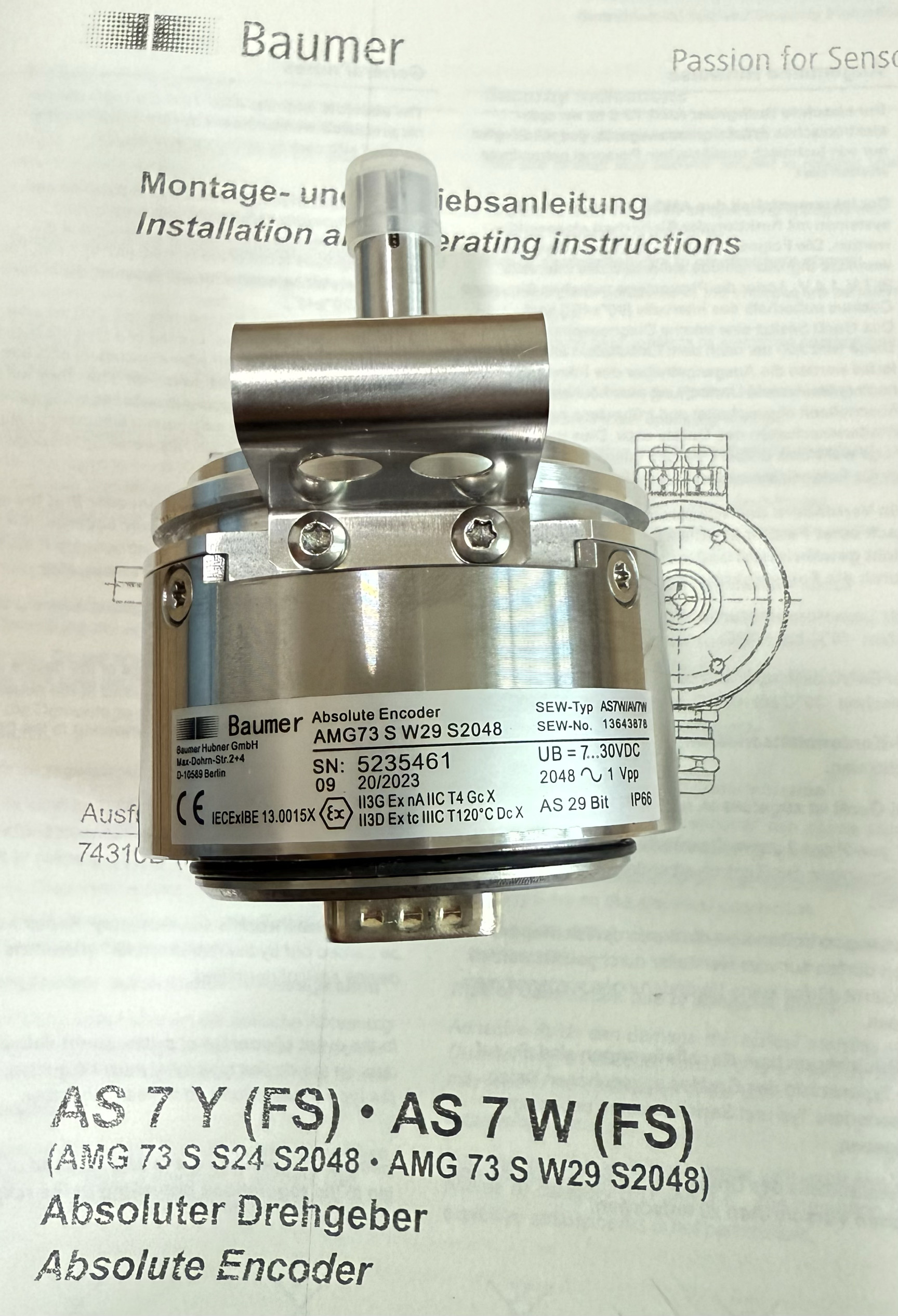 德国进口SEW编码器AMG 73 S W29 S2048，型号AS7W，全新现货供应