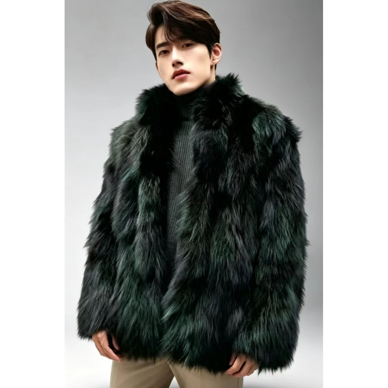 2026 New Fur Men's Clothing Men's Coat Thickened Faux Fox Fur Mink Coat Winter Fur Integrated Coat