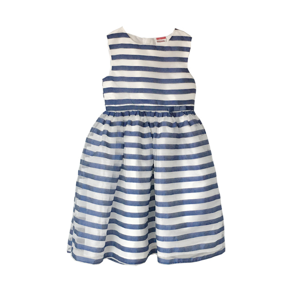 Foreign Trade Girls' Thin Princess Tulle Dress, Navy Style Blue and White Striped Party Dress, Performance Outfit Foreign Trade Girls' Thin Princess Tulle Dress, Navy Style Blue and White Striped Party Dress, Performance Outfit