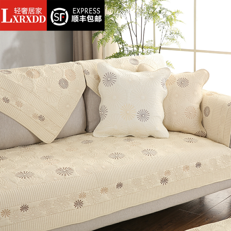 LXRXDD full cotton sofa cushion fabric art pure cotton all season universal cushion Nordic minimalist modern combined sofa cover