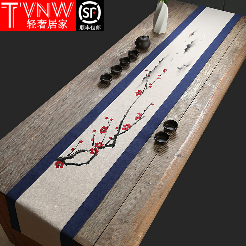 TVNW Handdrawn Pizza Flag Table Flag Cablet Menache Renaissance Tea Seat Long Strip Tea Table Cloth