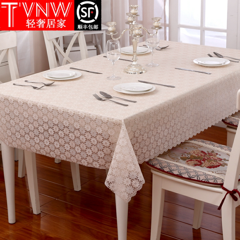 TVNW lace tablecloth PVC waterproof oil-proof free washing Nordic luxury hollow tea few rectangular tabletowels customized