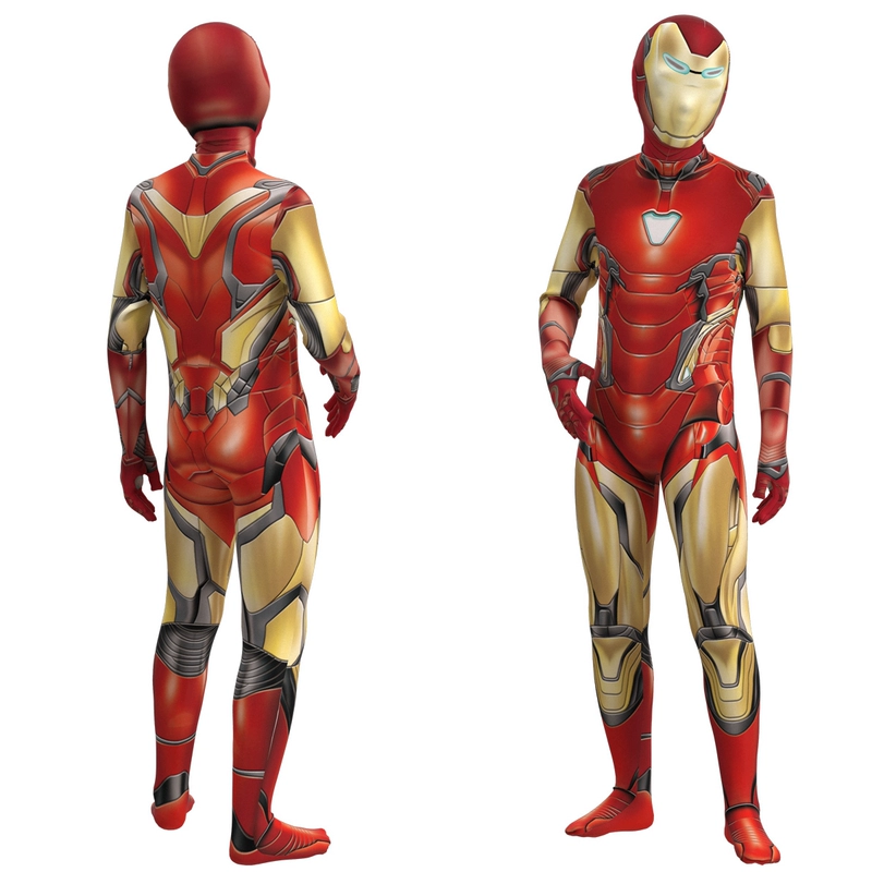 Mẫu quần áo Iron Man trẻ em Iron Man và người lớn Iron Man họa tiết cos suit suit bodysuit một mảnh